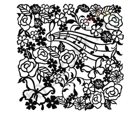 Трафарет д/фона Viva-Hintergrundschablone, 008 цветы и музыка, 29*36 см