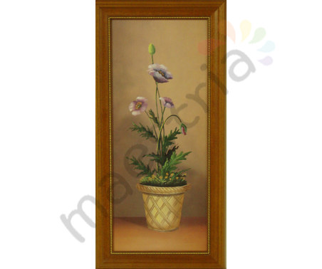 Постер в раме &quot;Сиреневые цветы в горшке&quot;, размер 48х20,5, багет 5064.3162
