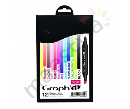 Набор художественных маркеров GRAPH'IT 12шт, Classic основные цвета