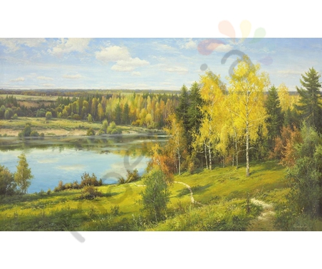 Постер &quot;Пейзаж. Осенняя река&quot;, размер 100х60