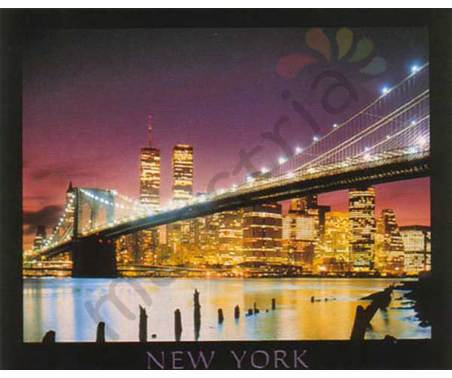 Постер &quot;Нью Йорк. Вид на мост и башни (ал)&quot;, размер 40х50