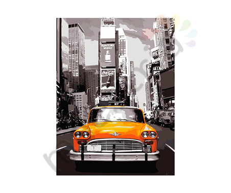 Раскраска по номерам, размер 40х50,  «Нью-Йоркское такси»