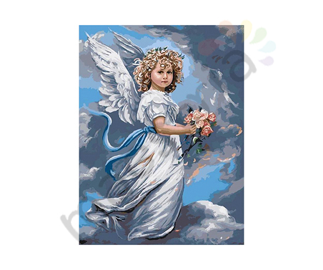 Раскраска по номерам, размер 40х50,  «Небесный ангел»
