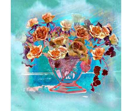 Постер &quot;Розы в прозрачной вазе&quot;, размер 33х33