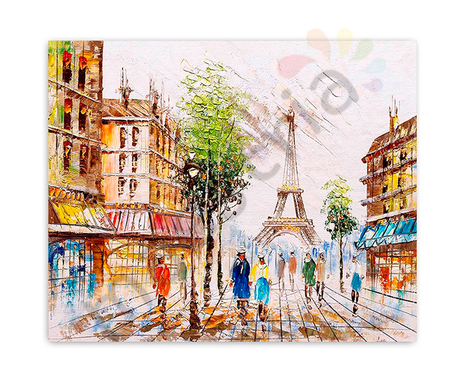 Раскраска по номерам, размер 40х50,  «Париж в лучах света»