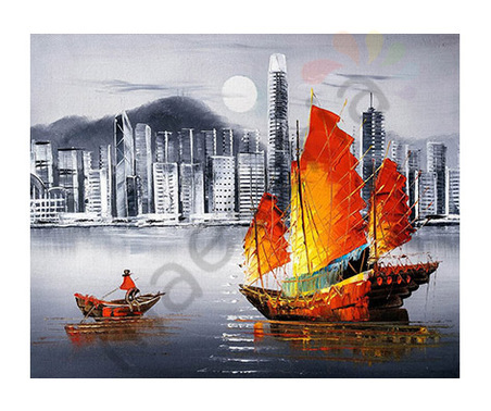 Раскраска по номерам, размер 40х50,  «Ночной Гонконг»