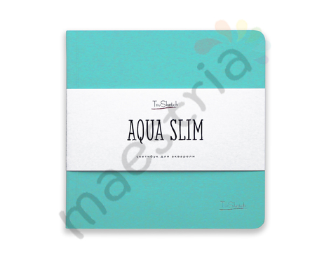 Блокнот для акварели TsuSketch AquaSlim, 200 гр.м2, 25% хл., 17x17, фин,  бирюзовый