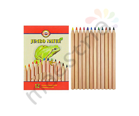 Набор цветных карандашей Koh-i-noor Jumbo natur 12 цв., утолщенные,5,6мм, некраш.корпус