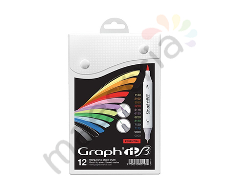 Набор художественных маркеров GRAPH'IT Brush 12шт, основные цвета