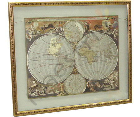 Постер в раме &quot;Карта золотая (2 стекла)&quot;, размер 45х53,5, багет 162 ОАС G