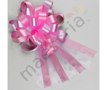 Бант-шар, ширина ленты 3 см, двухцветный ярко-розовый/светло-розовый