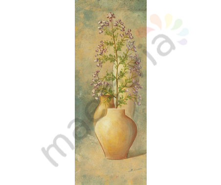 Постер &quot;Сиреневые цветы и три вазы&quot;, размер 50х20