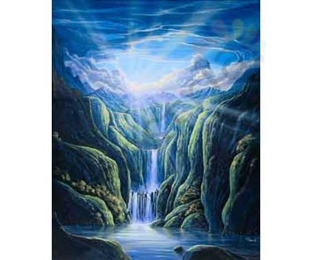 Постер &quot;Г.Хубер. Водопад в горах&quot;, размер 56х71