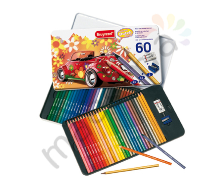 Набор цветных карандашей &quot;Машина&quot;, 58 карандашей+ластик+точилка в мет. упаковке