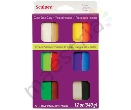 Набор пластики Sculpey III Классические цвета,12 брусков по 28г 
