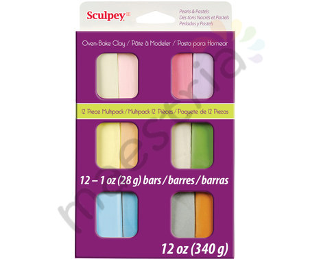 Набор пластики Sculpey III Пастельные цвета, 12 брусков по 28г 