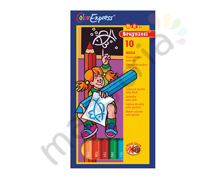Набор цветных карандашей ColorExpress, 10 шт, шестигр, толстые