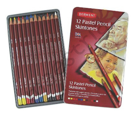 Набор пастельных карандашей Derwent PastelPencils, 12 цв., оттенки кожи, в мет.коробке