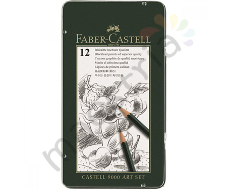Набор чернографитовых карандашей Faber-Castell CASTELL 9000, 12 штук (8B-2H), в жест.упак