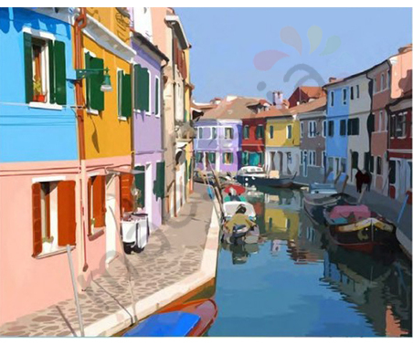 Раскраска по номерам Сонет с акр.красками «Красочные дома, Венеция», 40х50 см