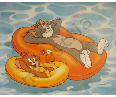 Постер &quot;Том и Джери на озере&quot;, размер 40x50, ламинированый
