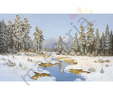 Постер &quot;Пейзаж. Зима в лесу&quot;, размер 60х100
