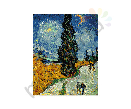 Раскраска по номерам, размер 40х50,  «Кипарисы на фоне звездного неба Винсента Ван Гога»