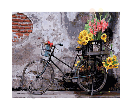 Раскраска по номерам, размер 40х50,  «Ретро велосипед»