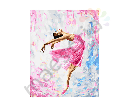 Раскраска по номерам, размер 40х50,  «Танцующая балерина»