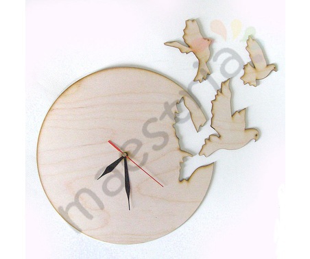 Деревянная заготовка Часы-голуби (с часовым механизмом) диаметр-20см