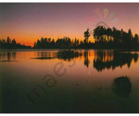 Постер &quot;Пейзаж. Закат на озере&quot;, размер 40x50, ламинированый