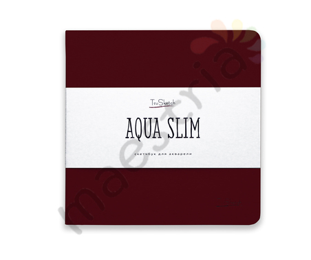 Блокнот для акварели TsuSketch AquaSlim, 200 гр.м2, 25% хл., 17x17см, фин, бордовый