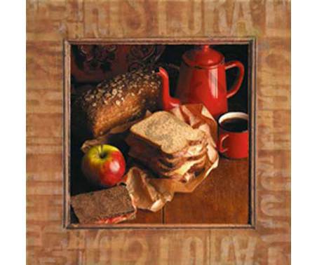 Постер &quot;Бутерброды, яблоко.Чай&quot;, р.33x33