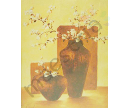 Постер &quot;Цветушие ветки в двух вазах&quot;, размер 60x50