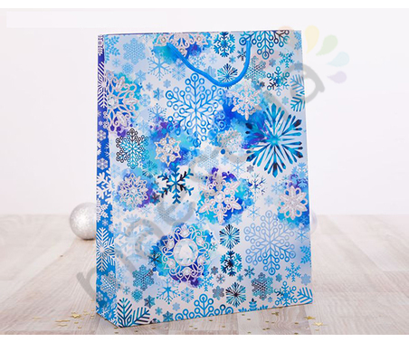 Пакет подарочный ламинир,  31 × 40 × 9 см, «Морозные снежинки»