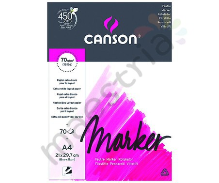 Бумага для маркеров Canson Marker Layout, формат А4 (70 л), 70 гр/м2 склейка по кор.стор.