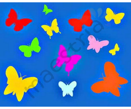Постер &quot;Рисунок. Яркие бабочки на синем фоне&quot;, размер 40х50