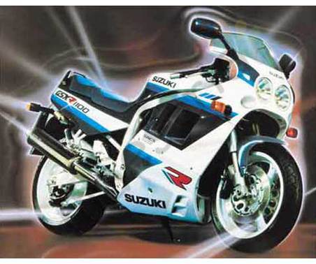 Постер &quot;Мотоцикл  Suzuki 1100 белый&quot; (алюм), размер 20х25