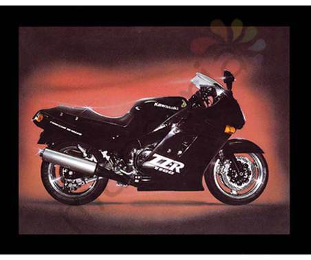 Постер &quot;Мотоцикл  Kawasaki ZZ-R черный&quot;, размер 20х25