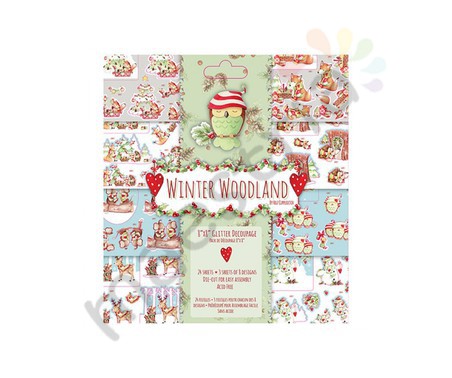 Набор для создания трехмерных открыток с блестками Winter Woodland, 24 листа
