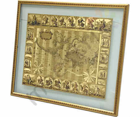 Постер в раме &quot;Карта золотая (2 стекла)&quot;, размер 48х58, багет 162 ОАС G