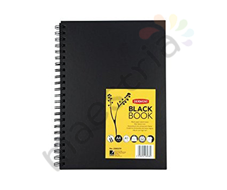 Блокнот в твердой обложке Black Book, 21*29.7см, 200гр/м2, 40л, спираль, черный