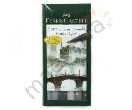 Набор капиллярных ручек Faber-Castell PITT ARTIST PEN, Оттенки серого, в футляре, 6 шт