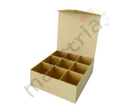 Заготовка из папье-маше Коробка с магнитным замком, 9 отделений, 21*20*7,5 см