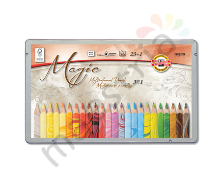 Набор цветных пастельных трехгранных карандашей Magic, 24 цвета+блендер